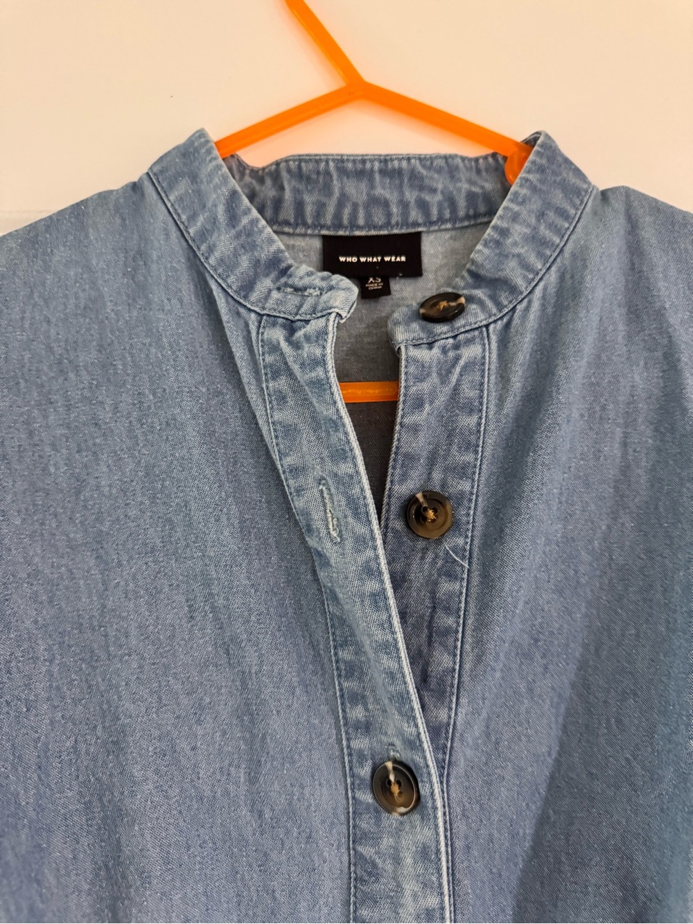 Who What Wear Light Blue Denim Midi Dress with Self Tie Waist - Picture 3 of 4
